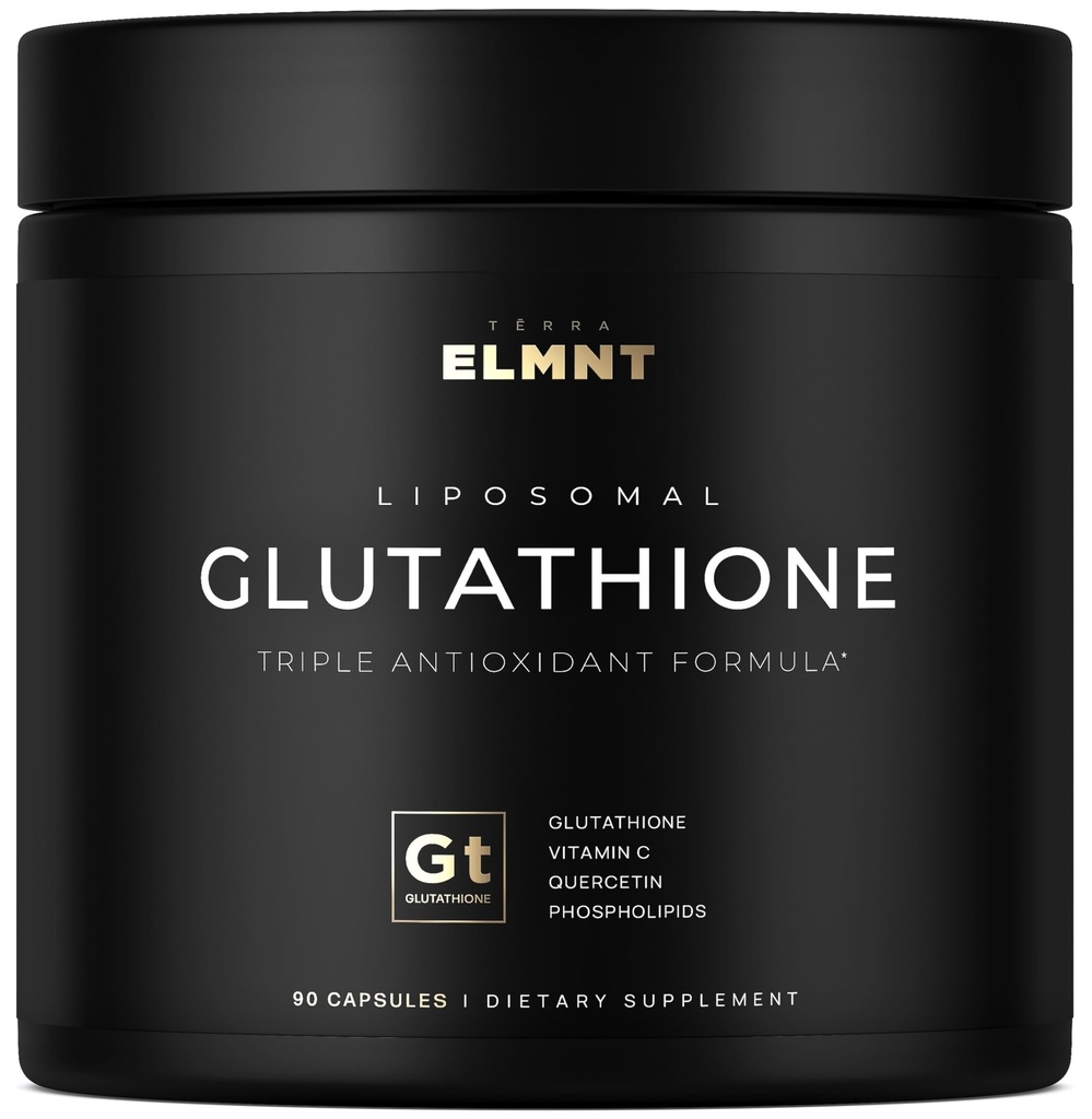 ELMNT 2150 mg Super Liposomal Glutatione Supliment w. Vitamina C, Querbetin & Pur L Glutatione 2000mg Triple Action Formula Glutatione Liposomal Supliment w. Strat fosforolipidic - 90 pastile, Non-GMO