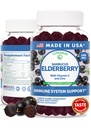 Lunakai Statele Unite ale Americii Made Black Sambucus Elderberry Gummies pentru adulți și copii cu vitamina C & Zinc - Suport imun, Antioxidanți, Non-GMO, 60 Gummies