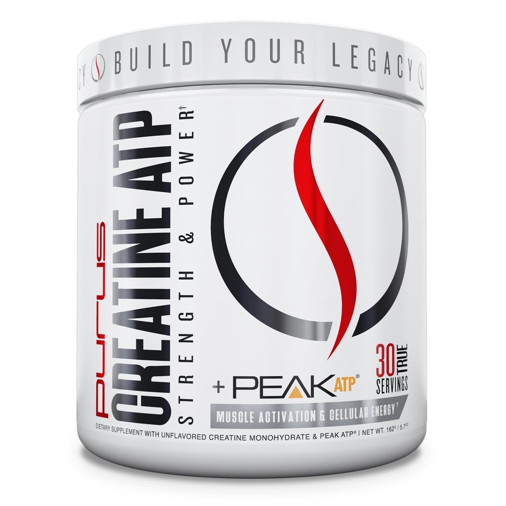 Purus Labs Creatin ATP, Vârf ATP + Creatină Monohidrat, Nearomatizate - 30 Serviri - Activare musculară și energie celulară