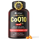 CoQ10-200mg-Softgels, 120 Servings Liposomal CoQ10 PQQ & Black Pepper Extract pentru absorbţie maximă - Ultra Ubichinonă Coenzima Q10 Supliment puternic antioxidant Suporturi Hear-t & Energy Boost
