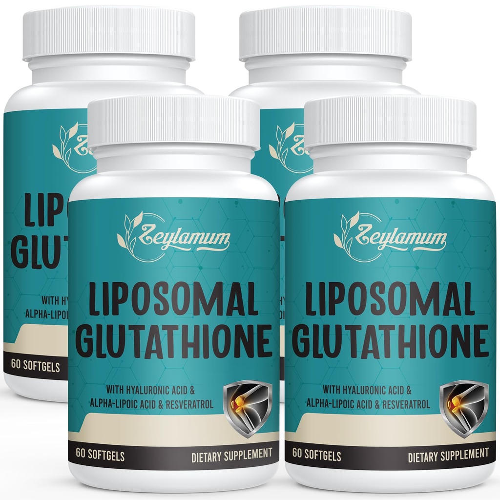 2400 MG Liposomal Glutatione Softgels, Absorbţie maximă, forma activă L-Glutation redus (GSH), cu acid hialuronic, Resveratrol, Antioxidanţi principali pentru detoxifiere, creier, sistem imunitar, 240 Softgels
