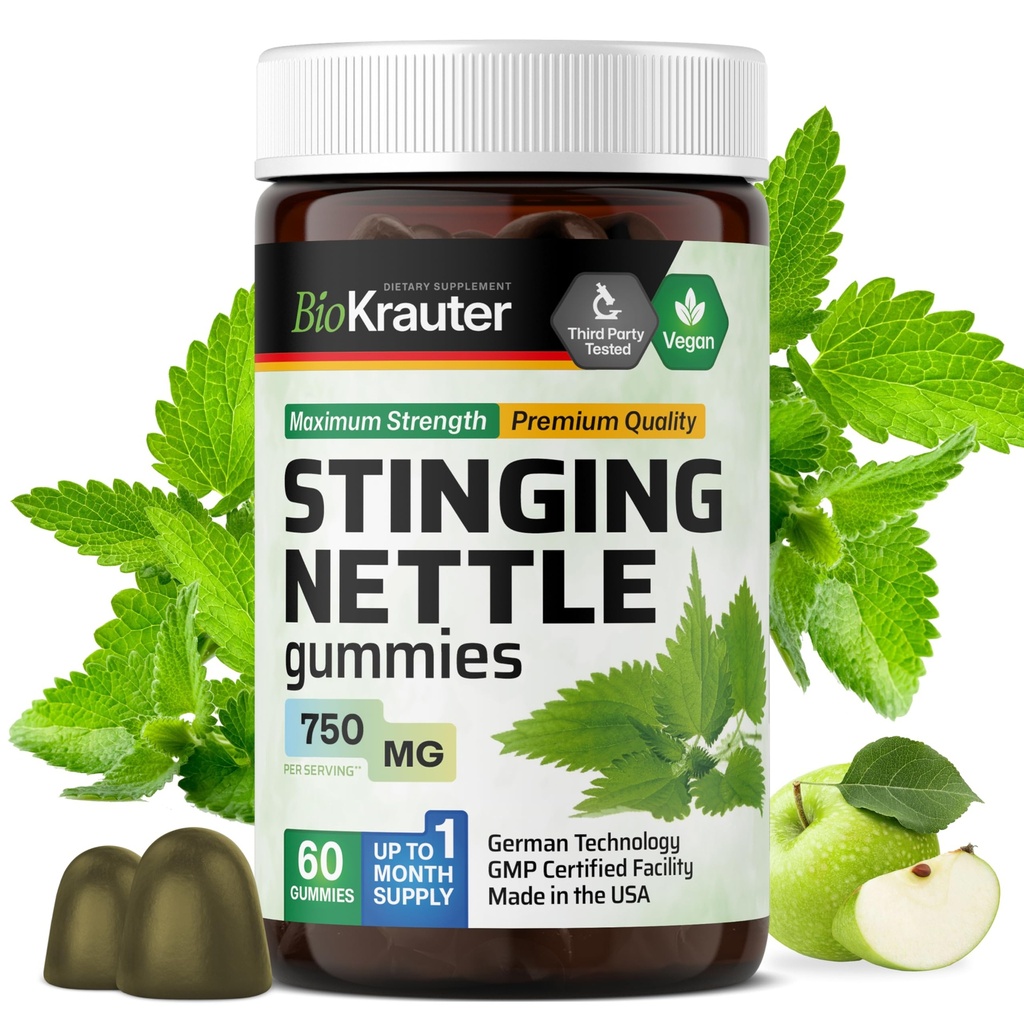 BIO KRAUTTER Stinging Gumiile Nettle - 7500 mg Putere - 60 Chews - Root Nettle 10:1 Extract - Suplimentul de sprijin urinar - Gume Vegane Gelatină-Free Formula