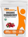 BulkSupplements.com Organic Cranberry Extract pulbere - Organic Cranberry Aroma pulbere, Sursa de Vaccinium Macrocarpon Fruit - Vegan & Gluten gratuit, 500 mg pe Serving, 250g (8.8 oz) (Pachet de 1)