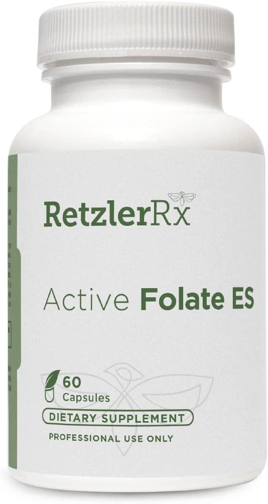 HormoneSynergy Active Folate ES - 5-MTHF - 10000 mcg (10 mg) per Serving - 5-MTHF (sub formă de 5-metiltetrahidrofolat) - Bioactive Folate as Quatrefolic® - 60 Veg Caps
