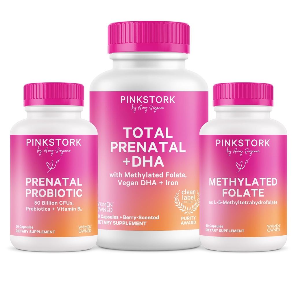 Pink Stork Total Prenatal, Probiotic & Metil Folate 