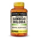 Mason Natural Ginkgo Biloba, 1 lună de aprovizionare, ajută la îmbunătățirea vigilenței mintale și suport funcția optimă a creierului, 60 capsule