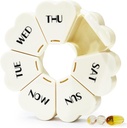 MOLN HYMY mari săptămânale Pilula cutie 7 zi, drăguț Pilula Case Organizator 1 dată pe zi, Floral Pilula Container o dată pe zi, destul de medicament dispenser pentru vitamina / ulei de pește/medicatie/Supplements (Milky White)