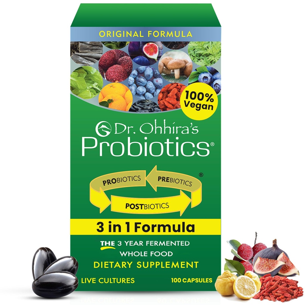 Dr. Probiotics Probiotice Original Formula cu 3 An Prebiotice Fermentate, Probiotice active live și singurul produs cu metaboliți postbiotice, 100 Capsule