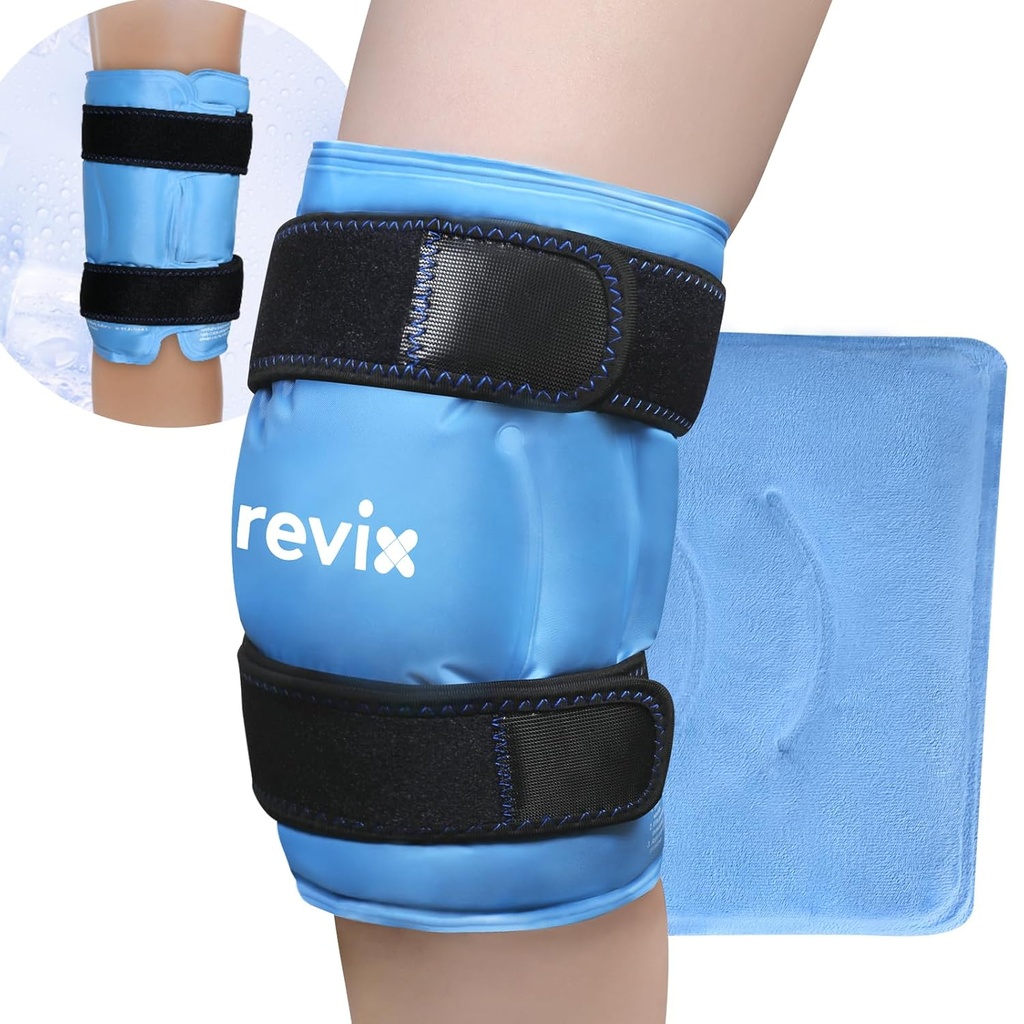 REVIX 19" Extra mare Genunchi pachet de gheață Wrap în jurul întregului genunchi, Geam rece reutilizabil pentru discomfort și post-workout oboseală, Cold Compress, Consolidarea confort și recuperare