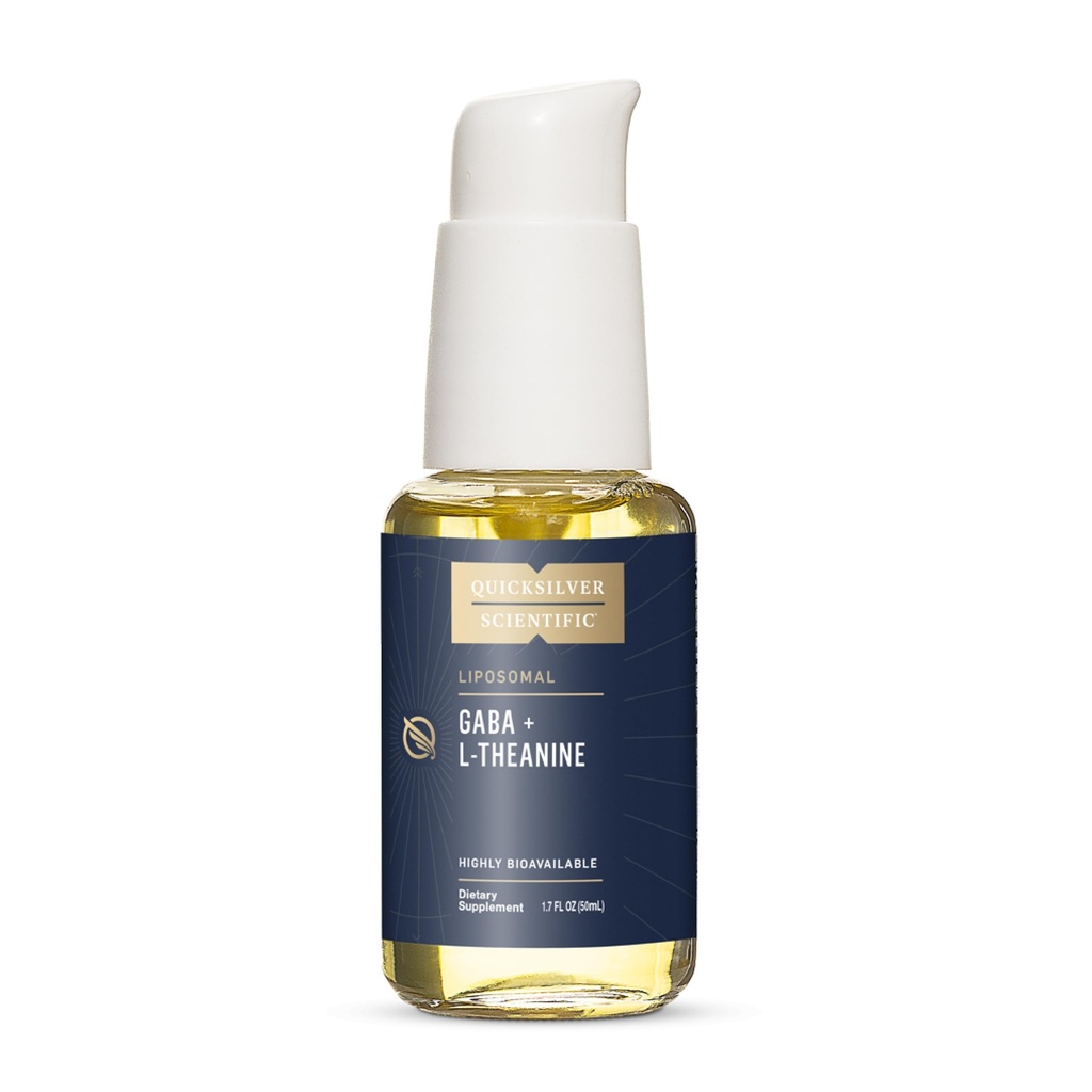 Quicksilver Scientific Liposomal GABA + L Theanine - Calm, Stres Response & Brain Support - Biodisponibile GABA Supliment cu L Theanine 100mg (1,7oz/50ml)