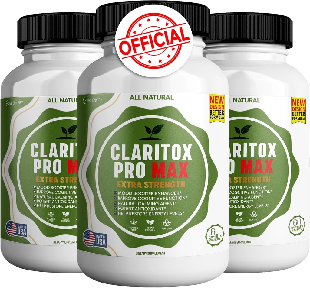 Claritox Pro Max Suplimentul suplimentar de putere, Booster de stare de spirit, îmbunătățitor de funcții cognitive, 180 capsule (3)