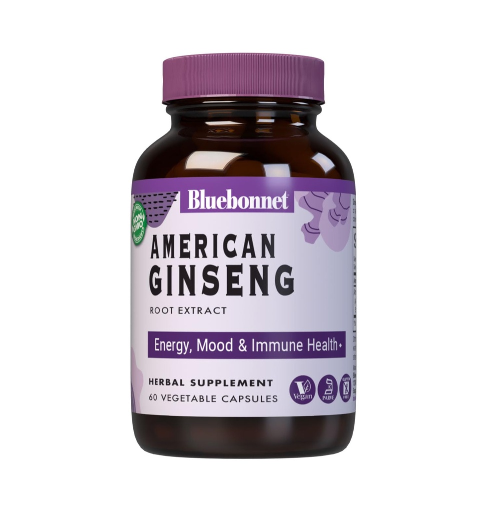 BlueBonnet American Ginseng Root Extract Supliment, 60 Conte