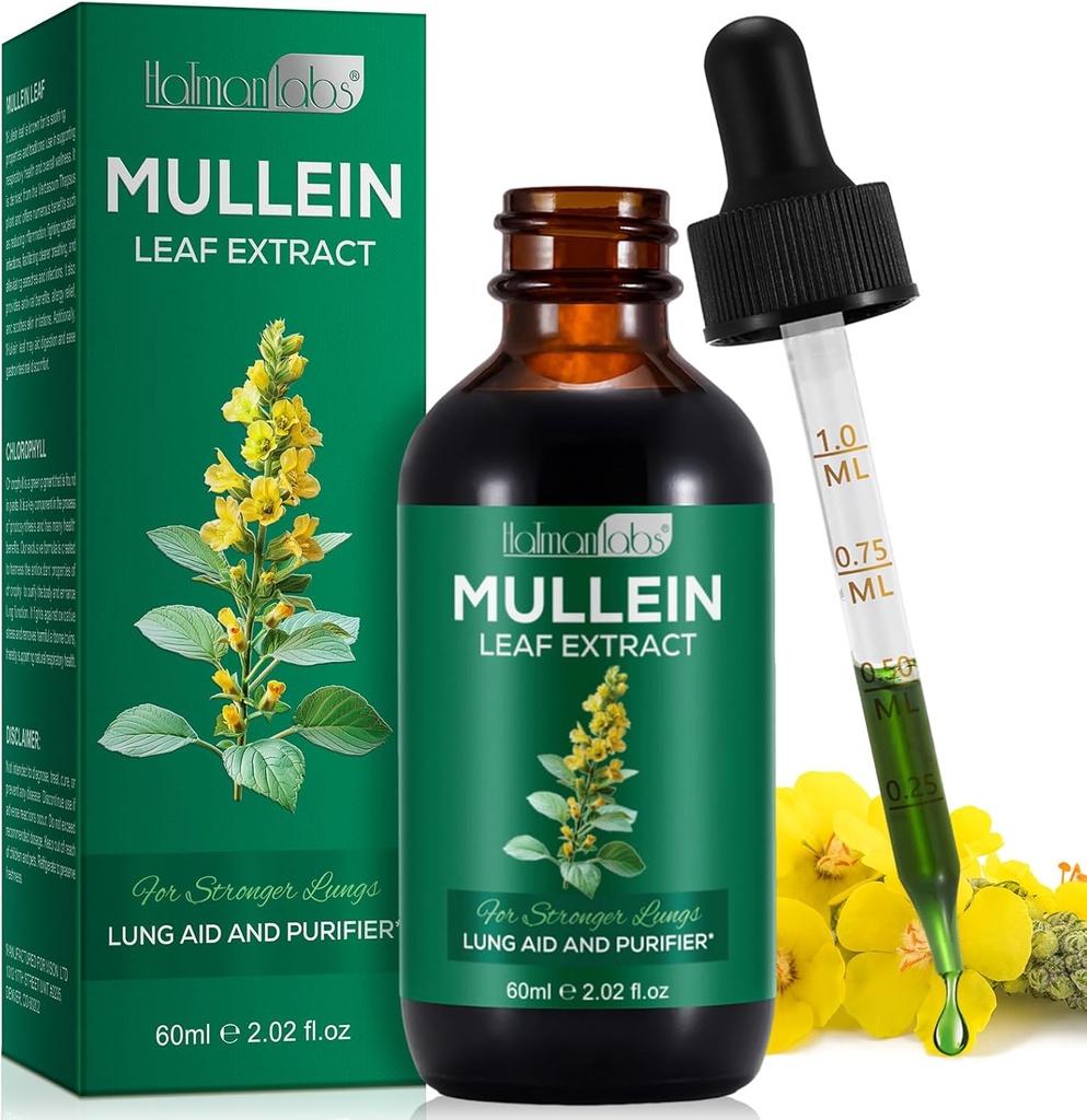 Extract de frunze Mullein Extract de frunze Mullein pentru plămâni Mullein picături Mullein frunze Lung Curatare Supliment 2.02 Fl.Oz