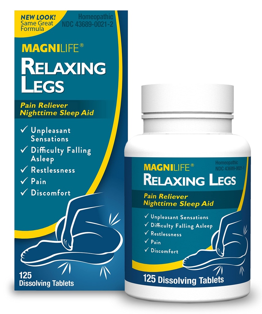 Picioare de relaxare MagniLife, picioare fără odihnă, ajutor de somn natural și durere Reliever, calmează Jerks, neliniște și discomfort - 125 comprimate de dizolvare rapidă
