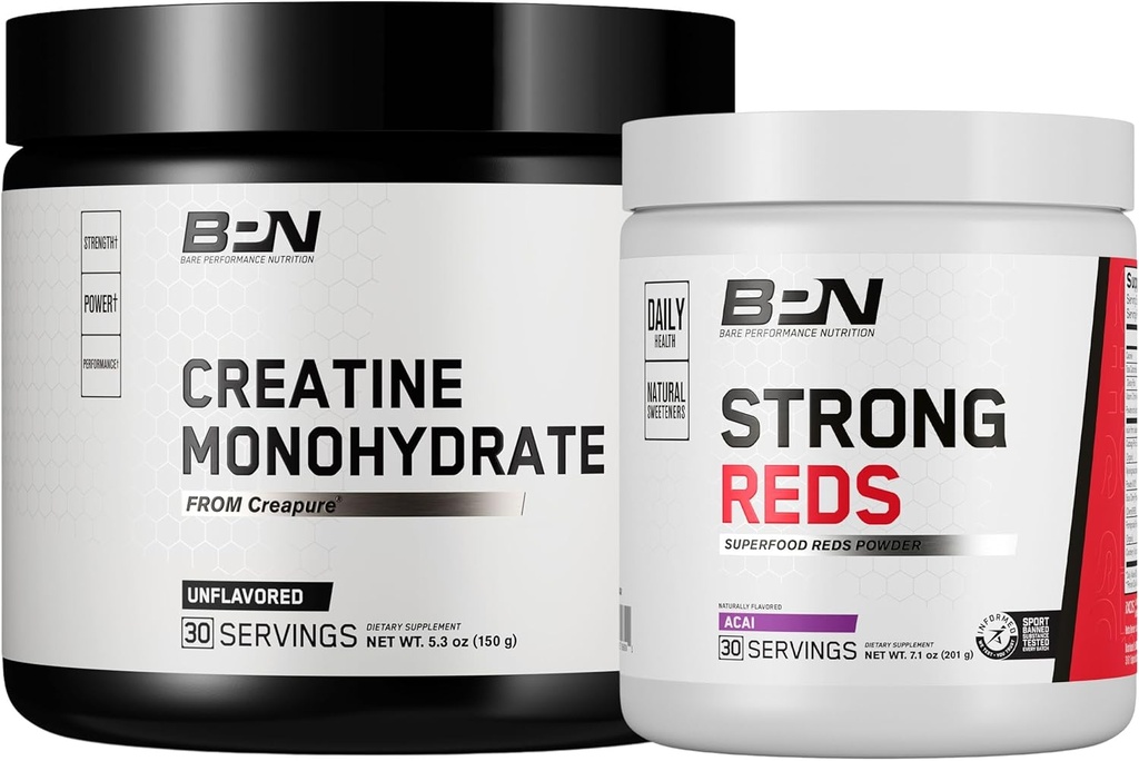 BARE PERFORMANŢA NUTRIŢIE BPN Creatină Monohidrat şi roşu puternic Bundle
