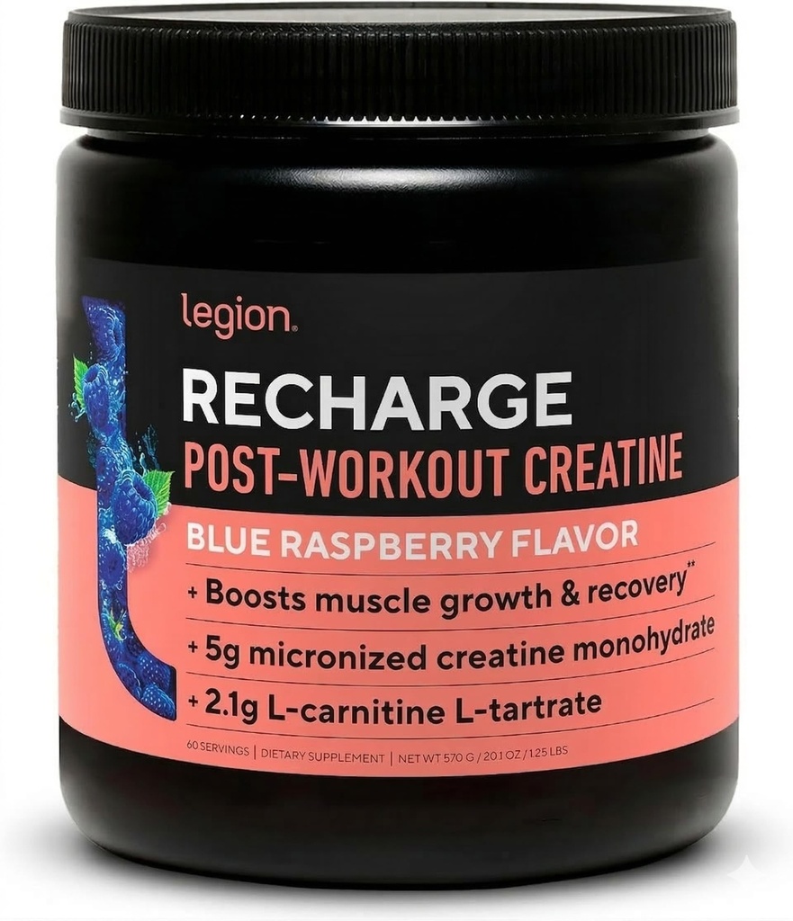 LEGION Recharge Post Workout Supliment - toate Natural Muscle Builder & Recovery Drink cu Micronited Creatin Monohidrat natural îndulcit și aromat (Nearomat, 30 Servire (Pachetul de 1)