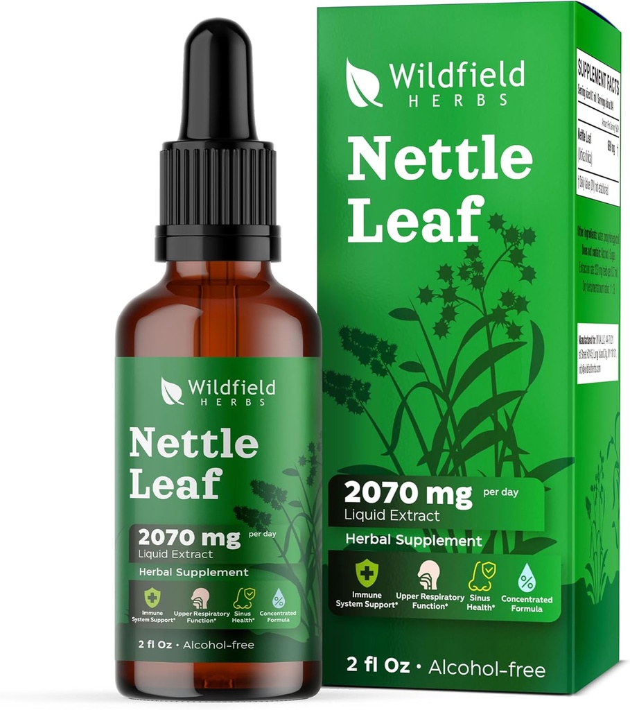 Stinging Nettle Leaf Extract picături 2000mg (Urtica dioica L.) Suplimentul Herbal Absorbs mai bine decât capsule, 1 lună de aprovizionare, 84 Serviri, Alcool-Free Tinctură - 2 Oz, Pachet de 1