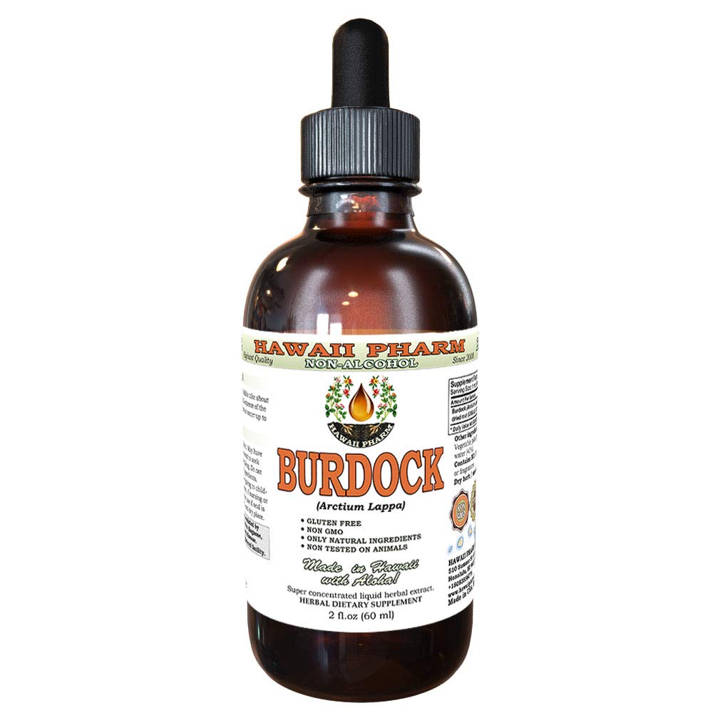Extract lichid fără alcool, Bidock organic (Arctium Lappa) Root Glicerite Hawaii Pharm Natural Herbal Supliment 2 oz