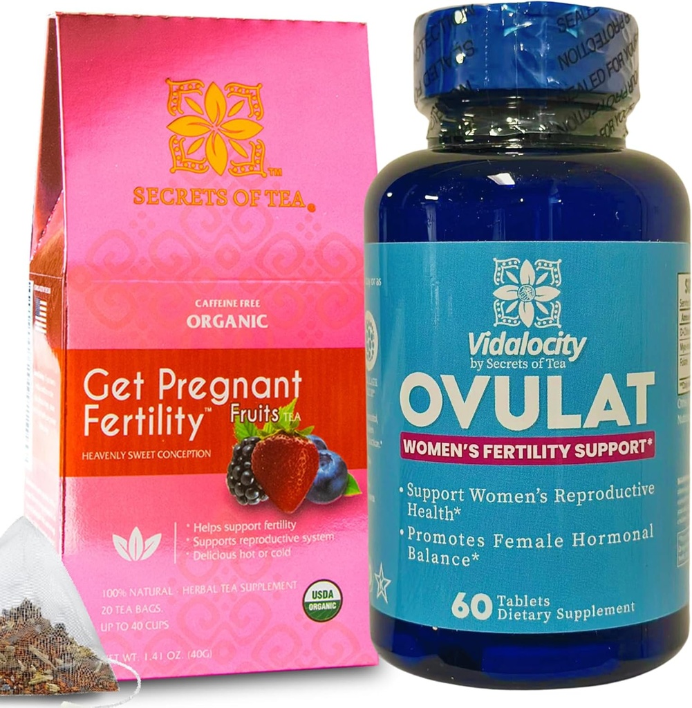 Secretele de Ceai Fertilitate Bundle - Ceaiul de Fertilitate și Suplimente de Fertilitate pentru femei, Vitamine prenatale cu Inositol, Vitex și Folate pentru a ajuta la susținerea echilibrului hormonal pentru femei