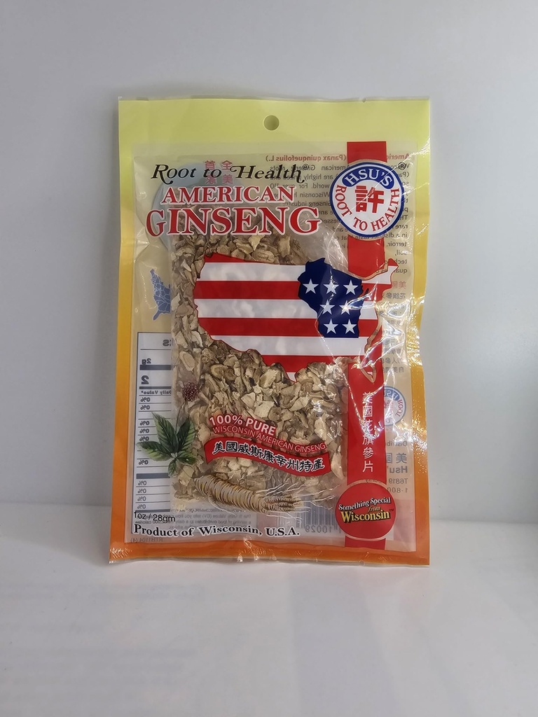 Hsu's Root to Health American Ginseng Slices, 1 oz, Cultivate in Marathon County, Wisconsin USA
