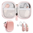 GETGEAR Proiectat de protecție caz pentru ajutor auditiv, amplificator de auz, amplificator de sunet personal, dispozitiv auditiv, dispozitiv de ascultare, caz mini puternic cu buzunar Mesh (Rose Gold