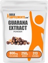 BulkSupplements.com Guarana Extract de pulbere - Natural Cafeina Supliment, de la Guarana Seed, Guarana pulbere - Gluten gratuit, 800 mg pe servire, 250g (8,8 oz) (Pachet de 1)
