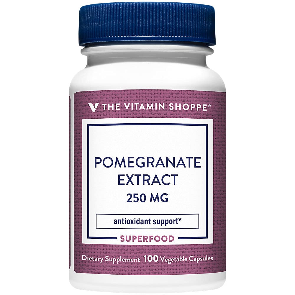 Extractul de rodii de vitamina Shoppe 250MG, antioxidant care susține sănătatea celulară, Superfood (100 Capsule vegetale)