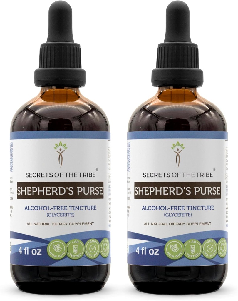 Secretele extractului lichid fără alcool de la Shepherd (Capsella Bursa-Pastoris) de plante aromatice uscate (2x4 FL OZ)