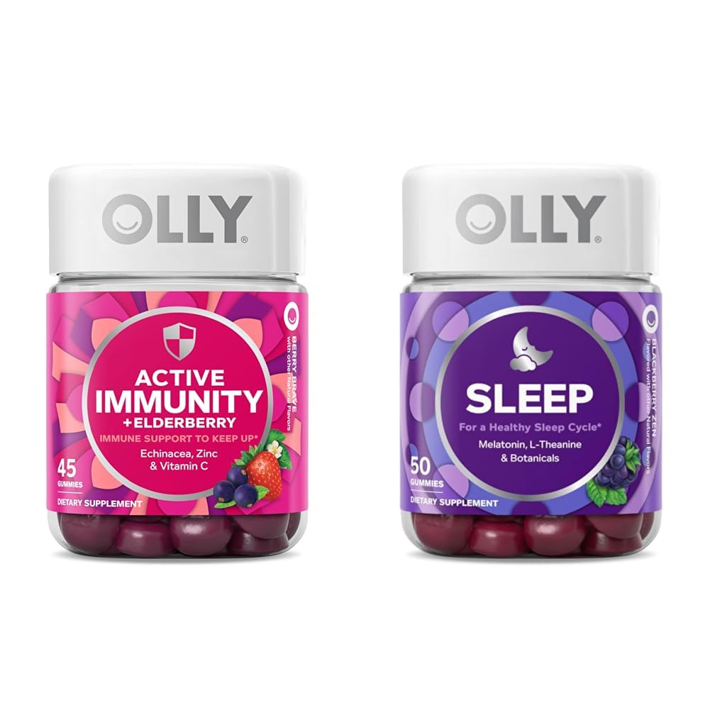OLLY Gummy Imunitate activă+Elderberry 45 Gumies, Sleep Gummy Ocazional Sleep Support 50 Count