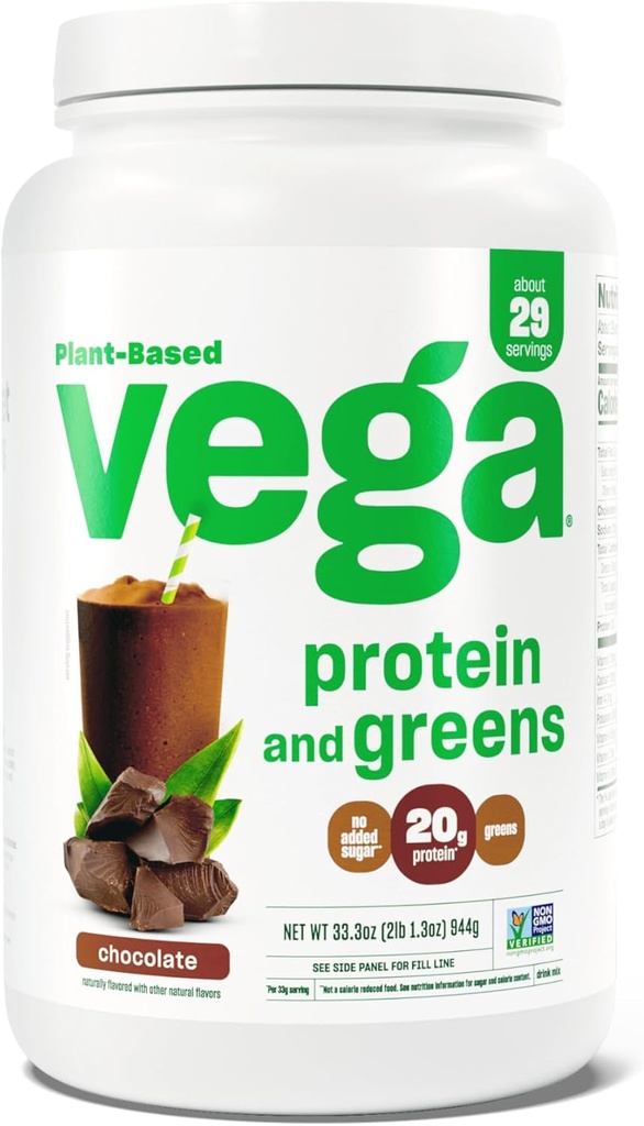 Vega Proteina si Verdes Proteine Pulbere, Ciocolata - 20g Plant Pe bază de proteine Plus legume, Vegan, Non OMG-uri, Pea Proteina pentru Femei si Barbati, 2.1bs
