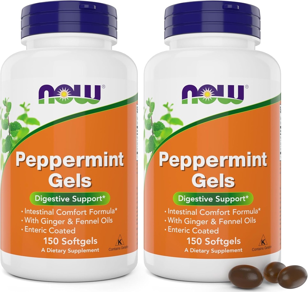 Acum Peppermint Gels cu ulei de ghimbir și ulei de fenicul, 150 Softgels (Pachet de 2), Enteric Coated