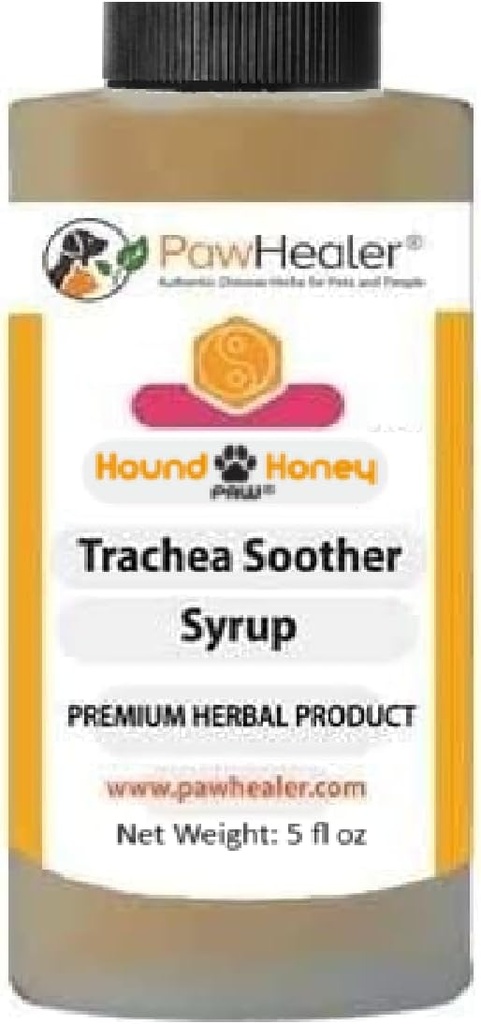 PawHealer® Hound Honey: Trachea Soother Syrup - 150 ml (5 fl oz) - Natural Herbal Remedy pentru simptome de trahee colapsat - gust bun - Ușor de administrat