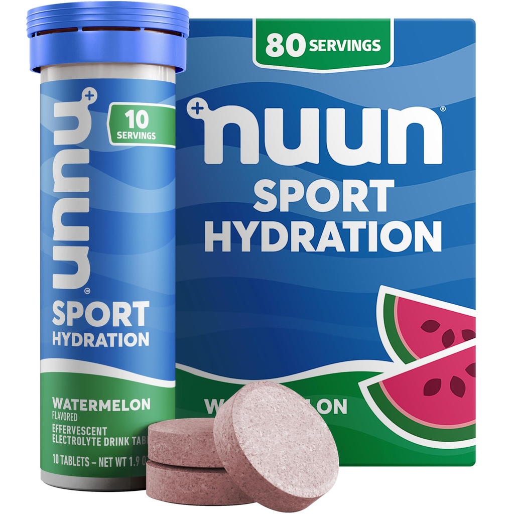 Nuun Sport Electrolit Tablete cu magneziu, calciu, potasiu, clorură & sodiu, gluten Free & Vegan, pepene verde, 8 Pack (80 Servings Total)