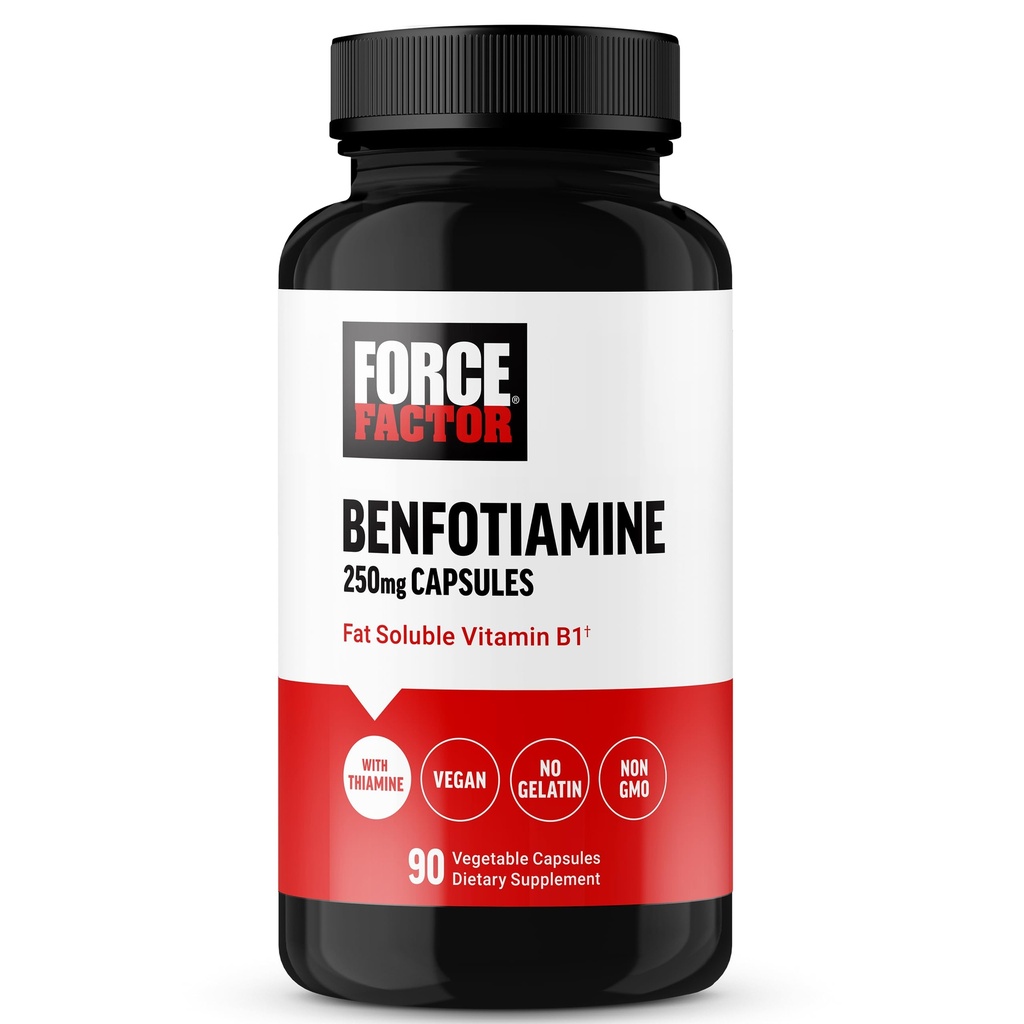 Force FACTOR Benfotiamină Plus supliment de tiamină, solubil grăsime vitamina B1 pentru absorbţie ridicată, non-GMO, Vegan, 90 capsule vegetale