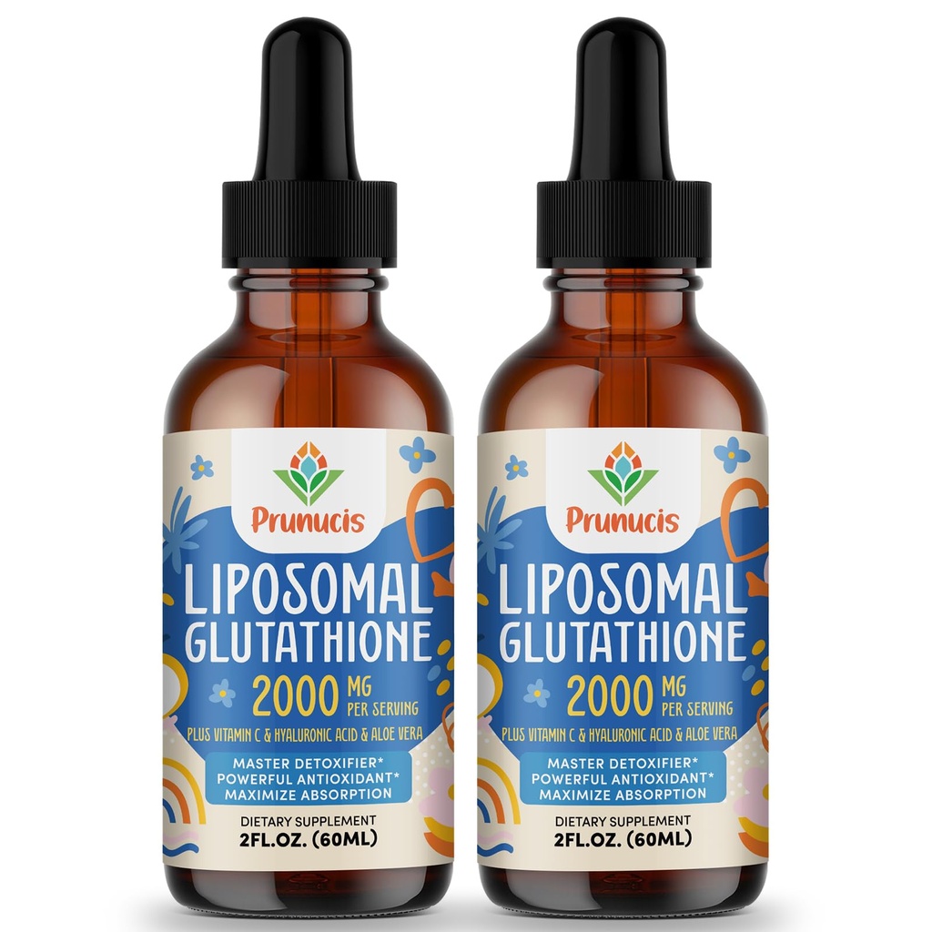 2000MG Liposomal Glutatione Liquid, 98% Absorbţie, Active Form L-Glutation Supliment, Vegan prietenos, puternic antioxidant pentru sistemul imunitar, Aging Defense, Detox, 4 FL.OZ