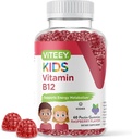 Viteey Vitamina B12 pentru copii Gummies, 1000mcg - Metabolism, Natural Energy Support - Vegan, Gelatină gratuit, Gluten gratuit, OMG-uri gratuit - Tasty Chewable B12 Aroma de zmeura Gummy