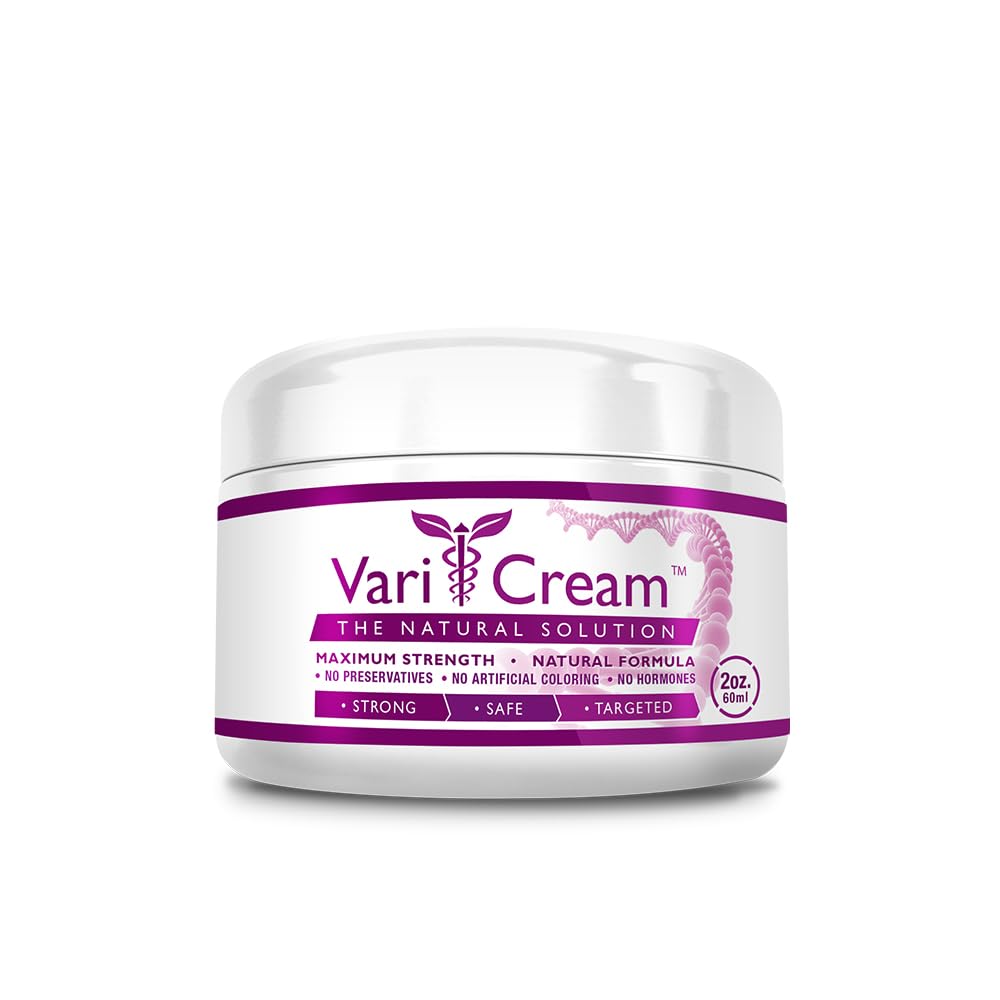 VariCream - Varicose & Spider Veins Cream - Tocopherol acetat, Butcher's Broom, Witch Hazel - 1 Jar - 2 Oz. - Vegan