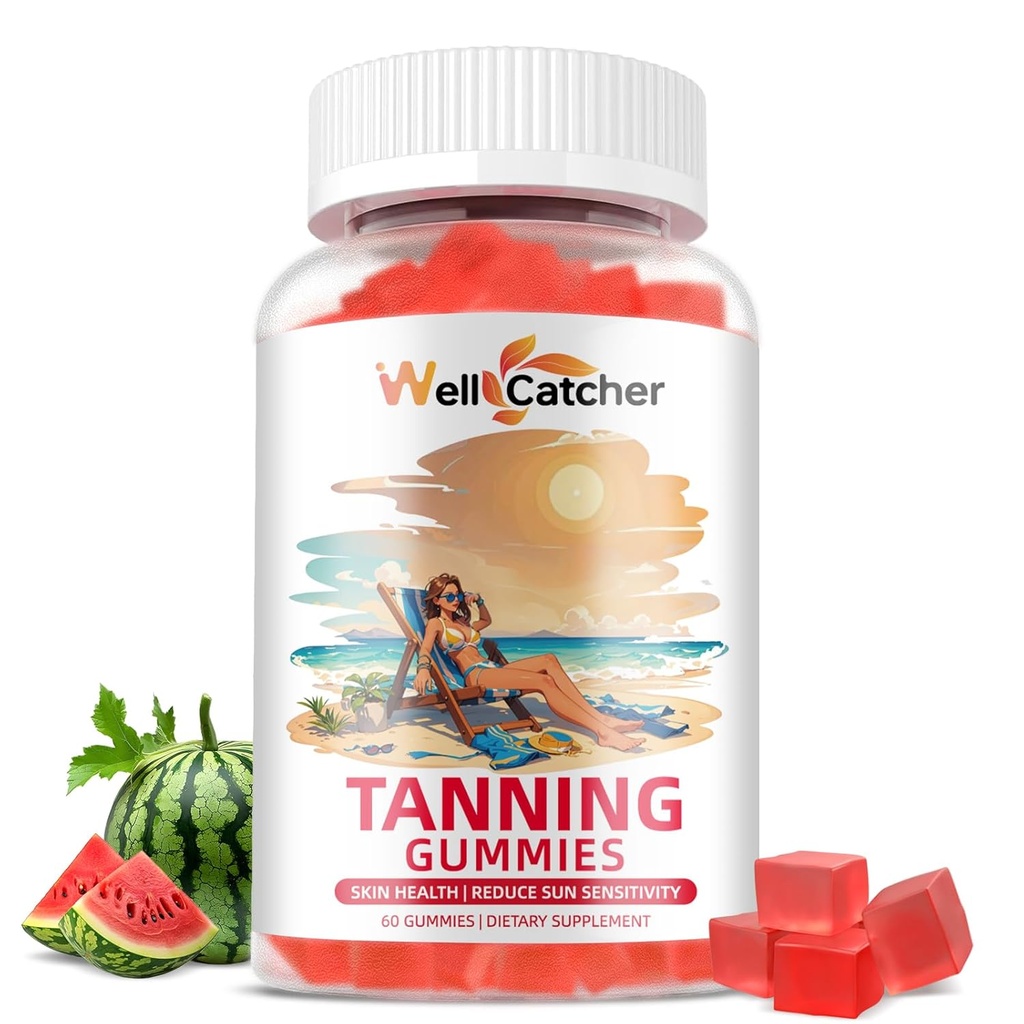 Tanning Gummies Suplimentul Bărbaţi Femei - Zilnic Tanning Gumies Zahăr Gratuit cu Astaxanthin Beta-Caroten L-Tyrosine Licopene Natural Self Tanner pentru Skin Health & Sensibility Vegan Non OMG 60CT