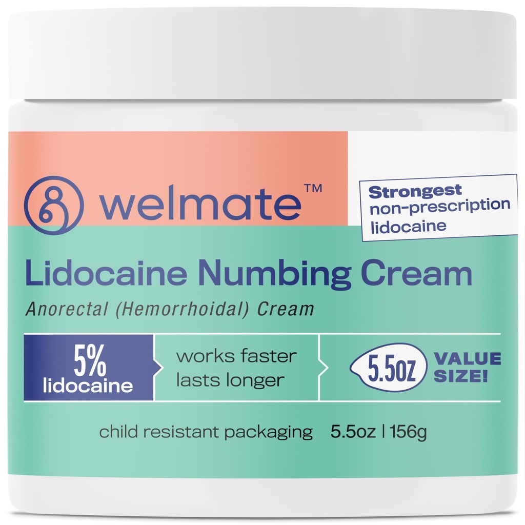 WELMATE 5% Lidocaină Hemoroizi Relief Cream, Putere maxima Crema Anorectala, 5,5 oz