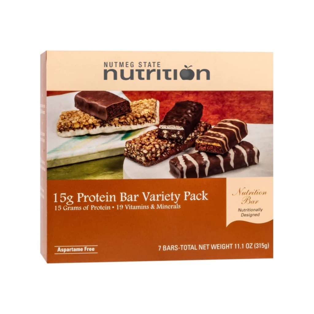 Nucșoară de stat Nutriție mare de proteine Snack și mese de înlocuire Bar/Baruri - 15g Proteine Bar Variety Pack (7ct) - Trans Fat Free, Aspartame Free, Kosher, High Fiber