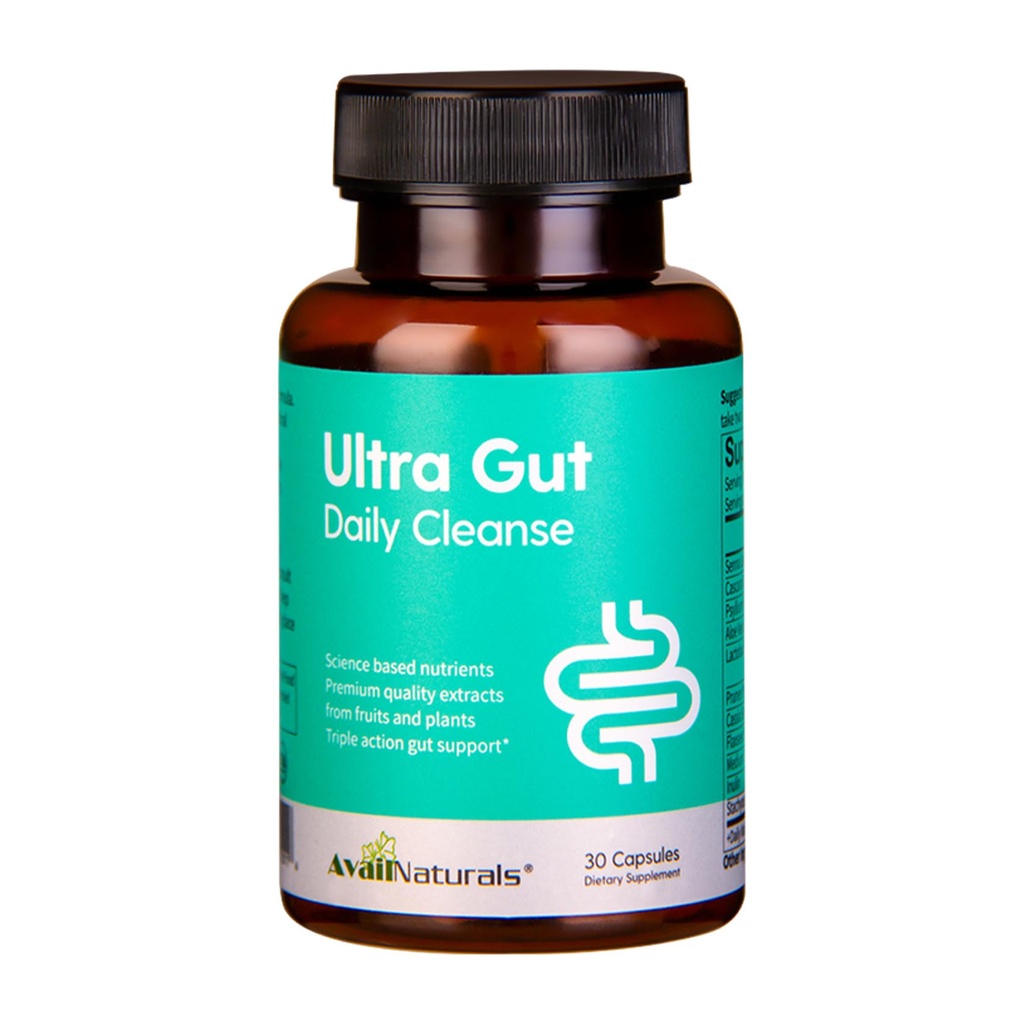 AvailNaturals Ultra Gut Daily Cleanse 15 Day Cleanse-cu extract de frunze de Senna, Seminte de Cassia, 2.5 Miliarde Probiotice & Dietary Fiber,30 Capsule