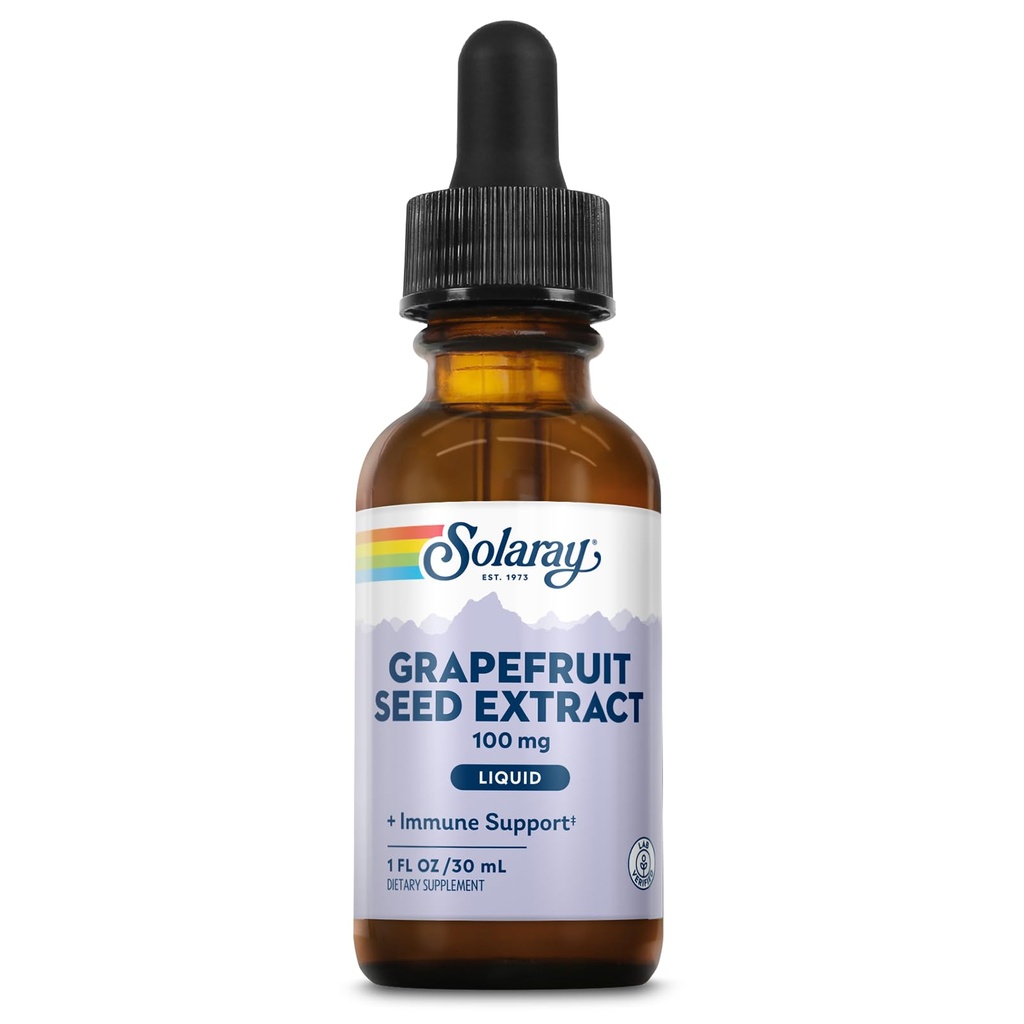 SOLARAY Extract de semințe de grapefruit picături 100mg - supliment de sprijin pentru wellness - picături lichide convenabile, 60 de zile bani înapoi garanție, Lab verificat, Aprox. 100 Serviri, 1 FL OZ