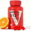 Vitamina Vegan D3 & B12 Gummies, Suplimentul de metil B12 pentru adulți și copii, îmbunătățit cu vitamina D 3 pentru energie naturală, imun, metabolism & focalizare, Orange, 90 Gummies