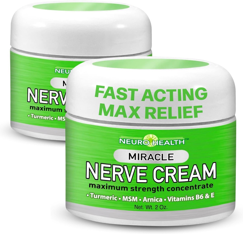 Miracle Nervi Cream - Putere maxima - Turmeric si Arnica Blend pentru Neuropatie Discomfort Relief - Soothing Foot & Hand Formula cu MSM, B6, E - Made in USA - 2 Pack