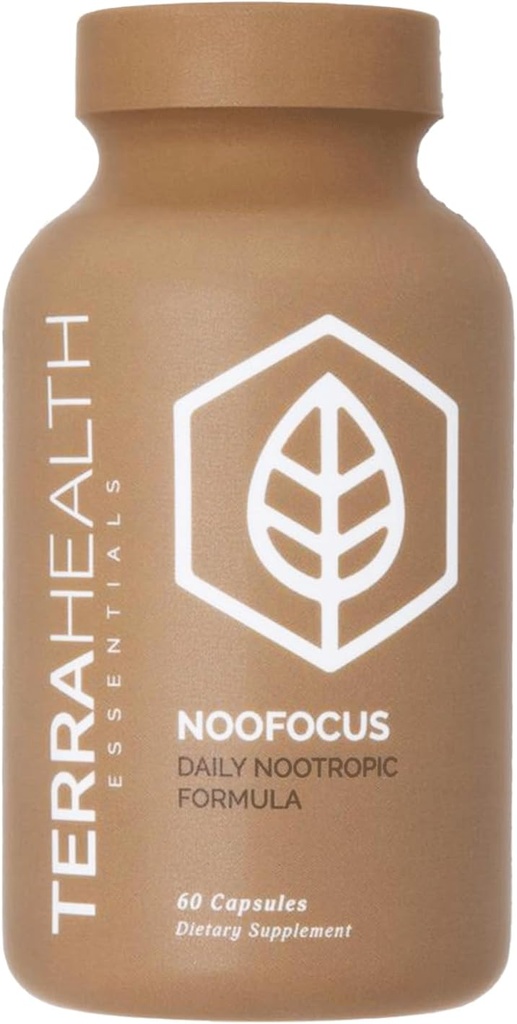 Terra Health Essentials NOOFOCUS - Nootrops Brain Supplement Supplement with Adaptopogenic Ciuperci, Alpha-GPC, Gotu Kola, L-Theanine for Focus & Memory - All Natural, 30 Day Supply
