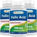 Cel mai bun acid folic natural 1000 mcg (vitamin B9), 240 comprimate (1000 mcg (pachet de 3)