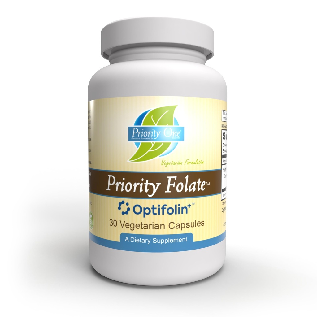 Priority One Vitamins - Priority Folate 30 Capsule - Superior Folate Suplementation with Optifolin+TM 5MTHF Folate