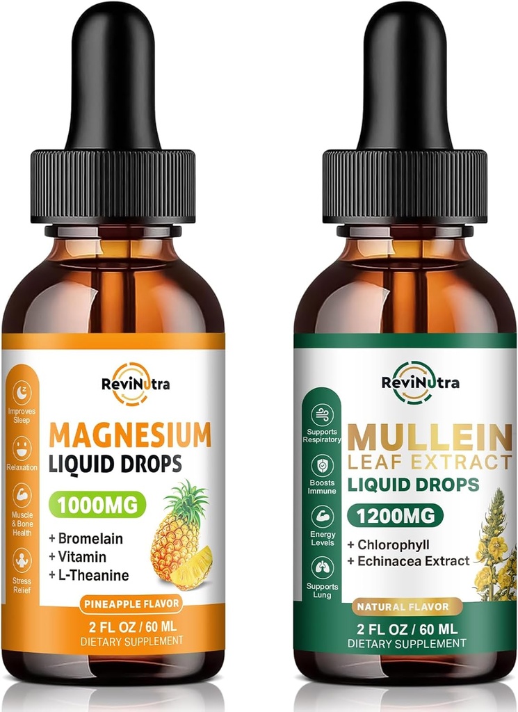 Supliment de magneziu lichid & picături de mullein pentru plămâni