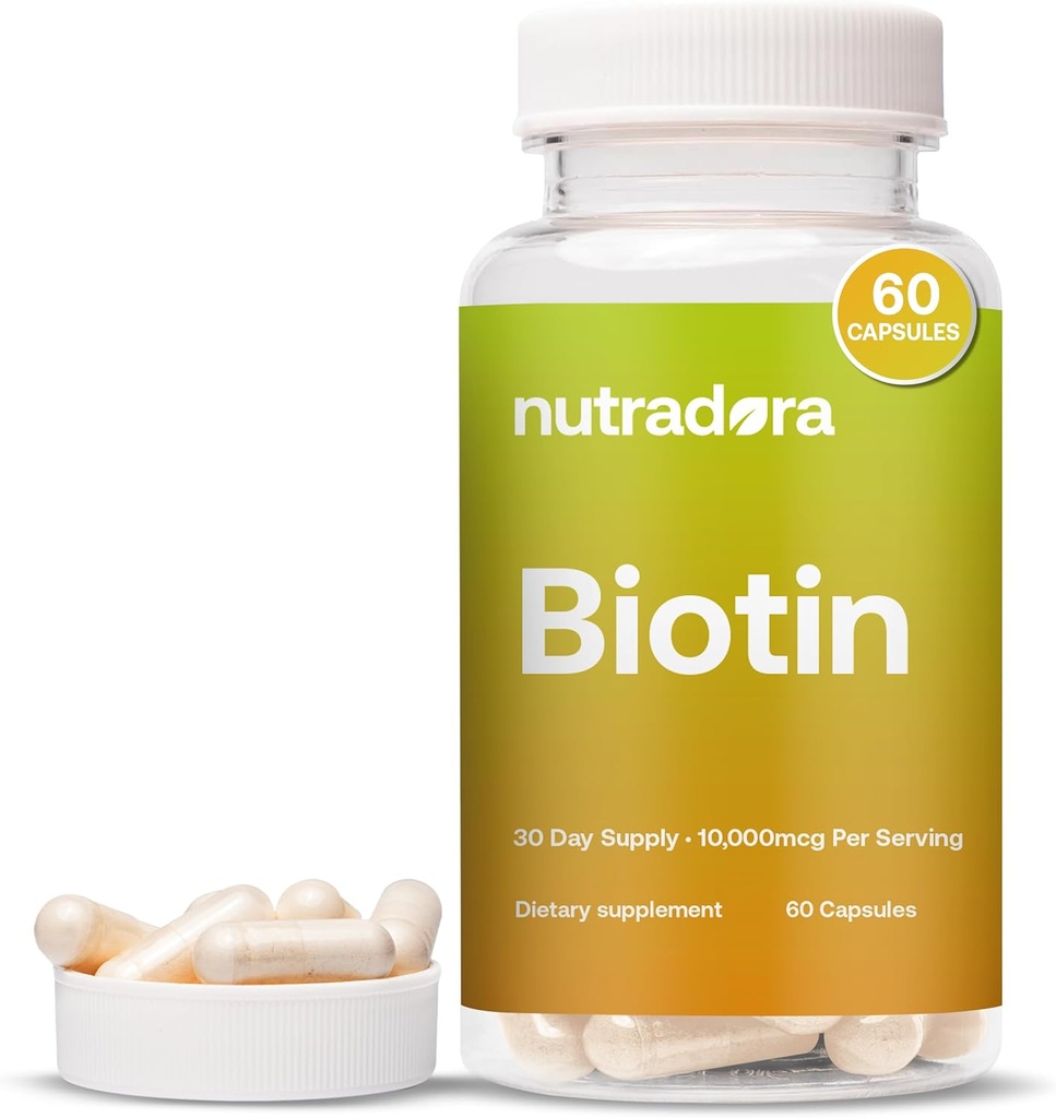 Biotin 10000mcg Capsule cu Calciu pentru Piele de par si unghii - Natural produs Supliment Biotin pentru cresterea parului si grosime 10.000mcg Capsule Vegane 