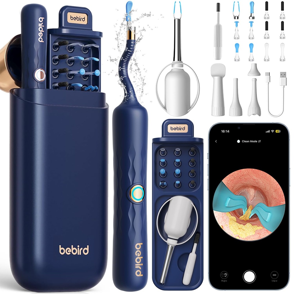 Bebird Earsight Plus D39R Ear Wax Tool Camera de indepartare, FSA HSA elemente eligibile, Ear Cleaner cu aparat de fotografiat cu urechi flexibile Otoscop, Visual Ear Pick Pensete Wax Eliminator, Ear Cleaning Kit pentru familie